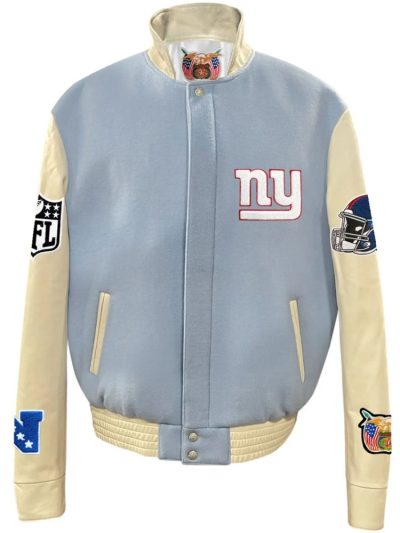 New York Giants Jeff Hamilton Wool & Faux Leather Varsity Jacket