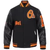Baltimore Orioles Classic Old English Black Wool & Leather Varsity Jacket