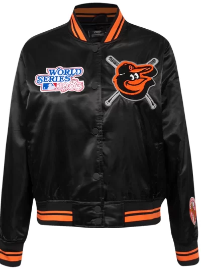 Women’s Baltimore Orioles Mashup Rib Knitted Satin Varsity Jacket